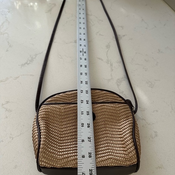 Vintage  Etienne Aigner Woven Straw & Leather Handbag Purse - Picture 8 of 14